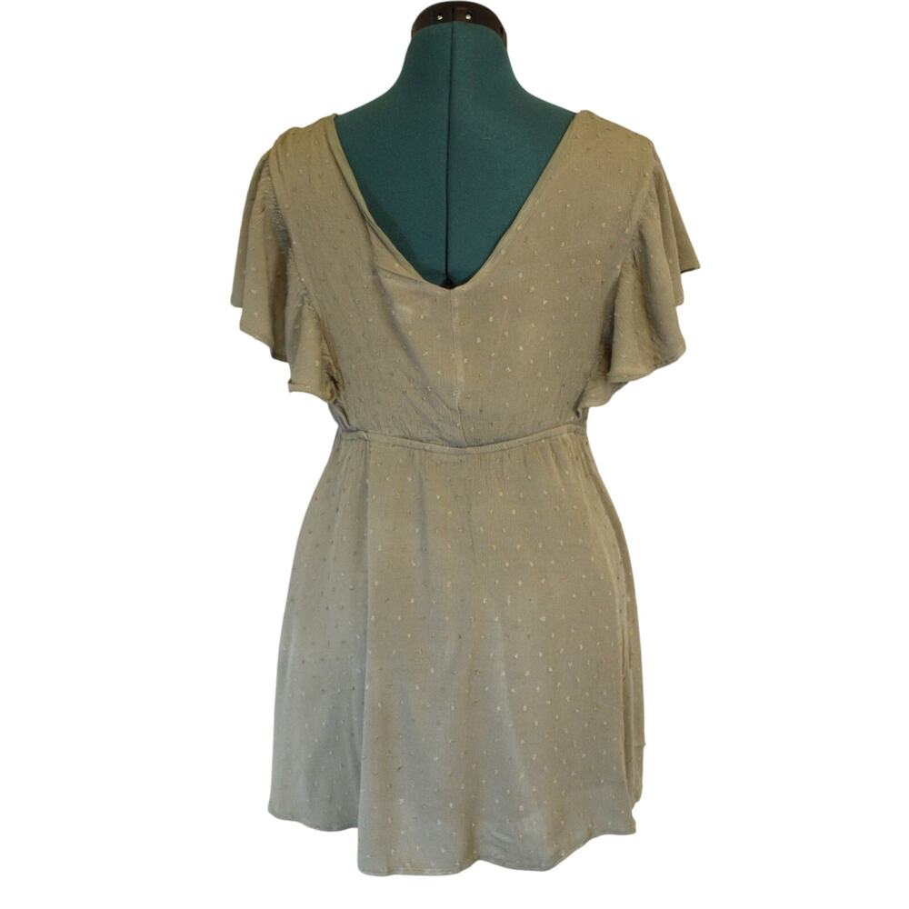 Magnolia Sage Green Swiss Dot Flutter Sleeve Mini Dress Women’s Medium - Picture 4 of 7